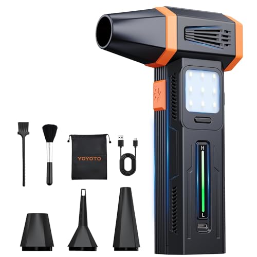 Compressed Air Duster Electric Air Duster with Powerful 40MM Brushless Motor and 430G Storm Force 360W Max Power & 59.2WH Rechargeable Blower Up to 6H 4 Gear Turbofan for Keyboard Car Home Outdoor