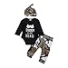 Anywow Newborn - Conjunto unisex para bebé, 3 piezas, body de manga larga con diseño de letras y pantalones de camuflaje + sombrero Daddy is My Hero Brief impreso, ropa de 0 a 18 meses Hero. 3-6 Meses