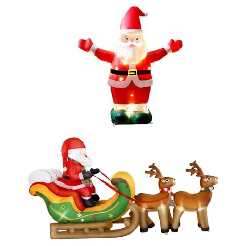 Mars Explo Outdoor Christmas Decorations 2024,Inflatable Santa Claus Standing Light up Blow ups for Yard,Xmas Holiday Garden Lawn Decorations Cover