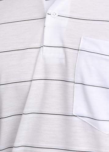 Image of INKKR Men Striped Polo Neck Cotton Blend T-Shirt