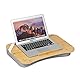 Relaxdays Laptopkissen, Bambus, Memory Foam Kissen, BxT: 51 x 36 cm, Tragegriff, Kissentablett Bett & Sofa, Natur/grau