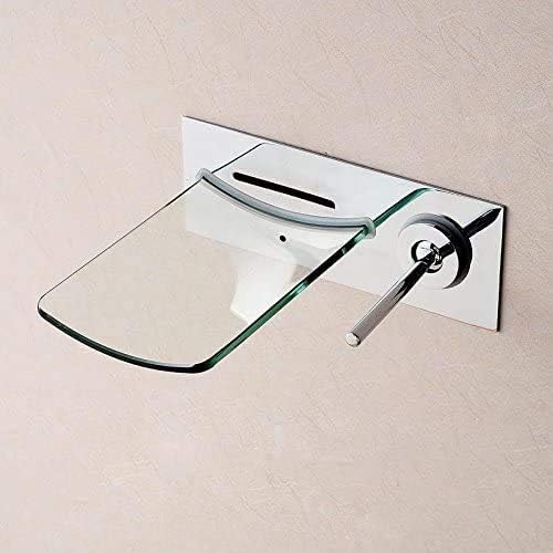 Fashion Explosions Minimalist Bathroom Glass Waterfall Sink Wall Faucet