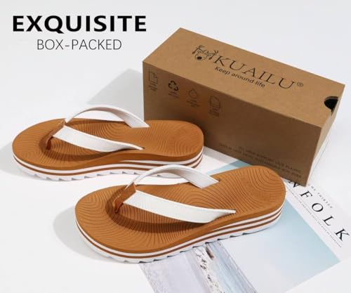 Image of KuaiLu Women's Arch Support Platform Flip Flop Sandals