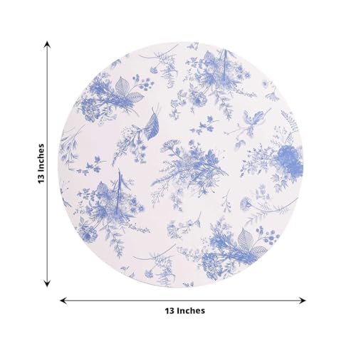 Platos descartables de cartón azul floral 13 pulg x6 miniatura 3