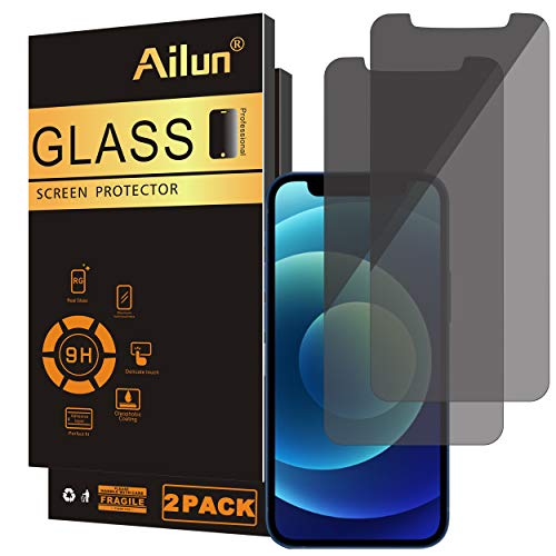 Ailun Privacy Screen Protector for iPhone 12 Mini 5.4 Inch 2 Pack Anti Spy Private Tempered Glass Anti-Scratch Case Friendly[2 Pack]