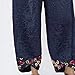 Maiyifu-GJ Women's Printed Linen Wide Leg Pants Summer Elastic Waist Beach Harem Trousers Lightweight Cropped Bottoms Pants (Dark Blue,Medium)