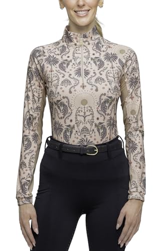 Kastel Denmark Printed Base Layer Women's Activewear | 1/4 Zip Long Sleeve Sun Protection | Golf, Equestrian, Outdoor Apparel