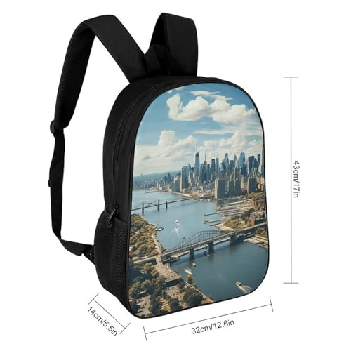 Penthouse View Over New York Manhattan Bookbag - Ultra Lightweight Portable Backpack Work Travel Backpack for Men Women Fits 16 Inch Notebook2