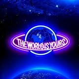 The World is Yours Insegna Neon Room Decor,Il Mondo è Tuo Insieme Neon LED per Sala Giochi Bar Party Man Cave Soggiorno Festival,Terra Luci LED Regalo per Uomini Donne Amici USB Powered（16.2"*9.5"）