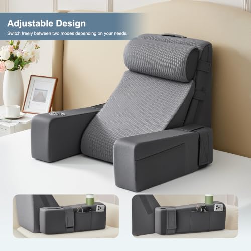 Dorifine Lot de 5 coussins de lecture pour lit et canapé, coussin de livre avec traversin et accoudoirs amovibles, coussin de dossier de lit, coussin mural multifonction pour la lecture, le travail – vue 4