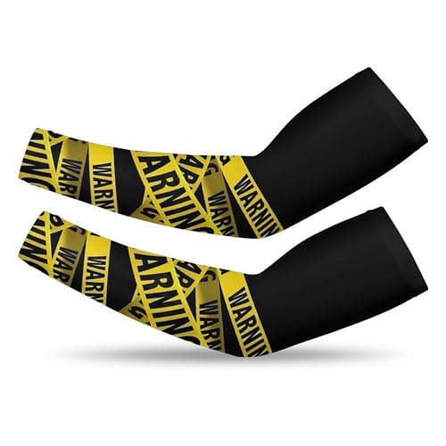 QiErDesign Warning Tape Sports Compression Arm Sleeves for Men & Women - Youth Arm Sleeve Baseball Volleyball Sleeves & Basketball Sleeve