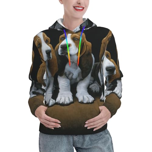 Sweat à capuche femme imprimé chiots basset hound EdWal