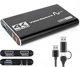 キャプチャーボード Switch対応 4K HDMI パススルー 機能を搭載しています 1080P 60Hz ビデオキャプチャー USB3.0高速伝送 低遅延 ゲーム実況生配信ライブ、ビデオ会議録画、リアルタイムストリーミング 画面共有 PS5/PS4/Xbox/Wiuに対応 Mac/Windows 11/ Linux/Android/iPad OS18に適用