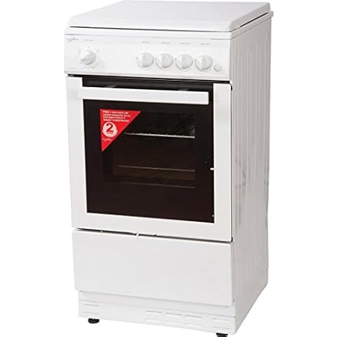 Statesman LEGACY50GSLF Single Oven Gas Cooker with Enamel Lid, 4 Gas Burners, Integrated Grill, 50cm Wide, White Cover