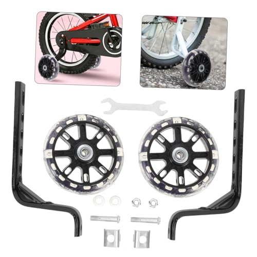 2 ruedas de entrenamiento para bicicletas, soporte auxiliar resistente con diseño luminoso, fáciles de instalar, ayudan a mantener el equilibrio y la seguridad al aprender a andar en bicicleta miniatura 3