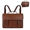 MOSISO 3 in 1 Laptop Bag, 15.6 inch PU Leather Shoulder Bag Briefcase Messenger Satchel Laptop Backpack, 15-16 inch Computer Bags Handbag Bookbag, Brown