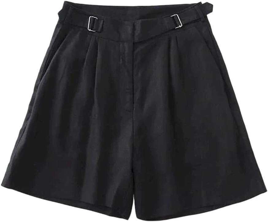 Women Solid Shorts Casual Loose Elastic Waist Wide Leg Vintage Five-Point Casual Short Pants