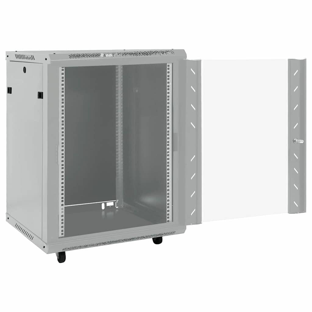 Armadio di rete, 60 x 60 x 80 cm, armadietto per server da 19 pollici, con ruote e porta in vetro, chiudibile, per ufficio, infrastrutture IT