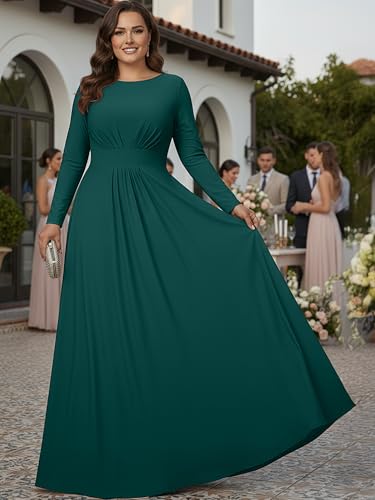 Image of KOH KOH Womens Long Sleeve Flowy Modest Elegant Evening Maxi Dress Gown
