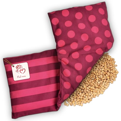 Navango® Coussin Chauffant en Noyaux de Cerise - 3 Compartiments | Thérapie Chaleur & Froid | Soulage Crampes, Douleurs, Arthrose | Coton OEKO-TEX | 17x45 cm