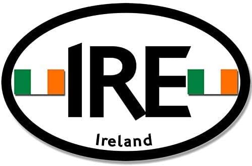 Euro Oval IRE Ireland Sticker (Country Decals, Green, White, and Orange Irish Flag Vinyl for Cars, Trucks, Laptops, and Coolers (3 x 5 inch)