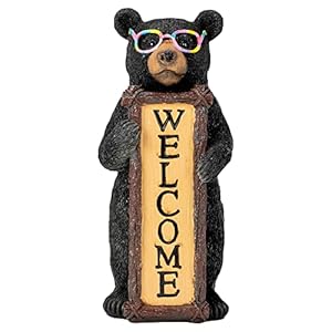 Welcome Black Bear and Sunglasses 8 x 4 Resin Decorative Table Top Sign