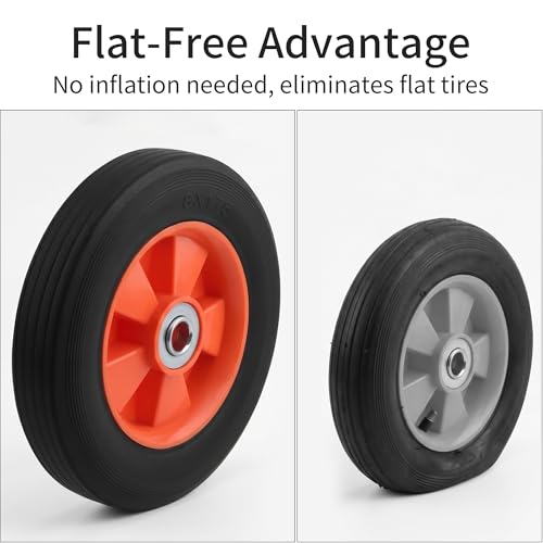 Image of 4 Pack 8 Inch Solid Rubber Replacement Wheels, Flat Free Hand Truck Tires with 5 /8 Inch Axle Hole, Hand Truck Replacement Wheels for Cart, Wagons, Wheelbarrow, Dolly, Trolley, 176 lbs Max Load