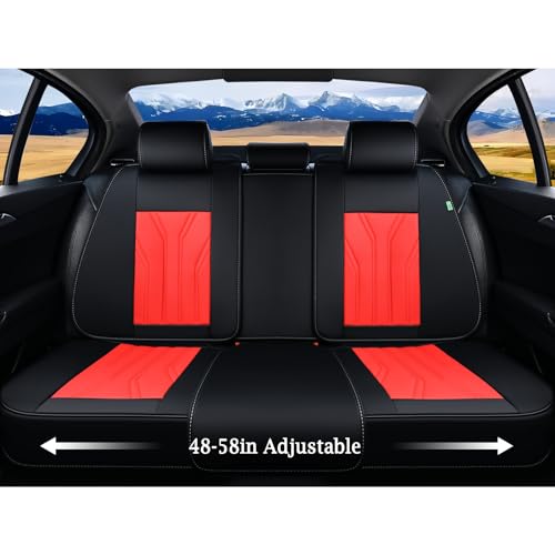 Image of FLORICH Leather Seat Covers, Seat Covers Full Set, Car Seat Protectors 5 Seats,Automotive Seat Covers Fit for Most Cars Trucks-Black&Red
