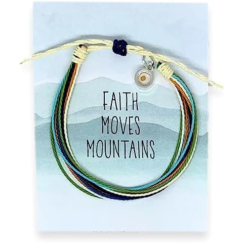 Doodle Beads Faith Moves Mountains Thread Bracelet and Mustard seed charm, adjustable string bracelet, Teen girl gift (Mustard Seed Charm Silver), 4 inches Cover