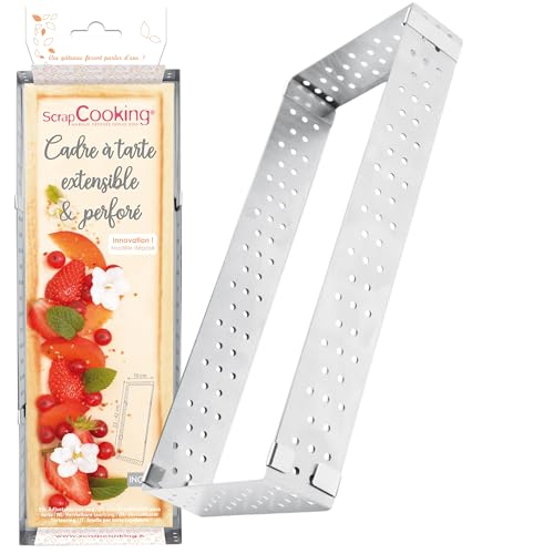 SCRAP COOKING ScrapCooking 1917 - Rectangular Expanding & Perforated Stainless Steel Baking Tray - Adjustable Length from 22 to 42 cm - Uniform Baking Accessory