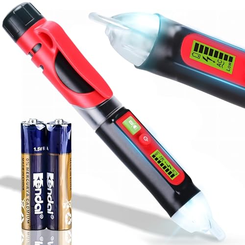 Retoo Spannungsprüfer Berührungslos, 170 mm, mit 12-1000V Messbereich, Phasenprüfer mit 3 Alarmformen und Empfindlichkeitseinstellung, Spannungsprüfer mit LCD Display und LED lampe, für aktuelle Tests