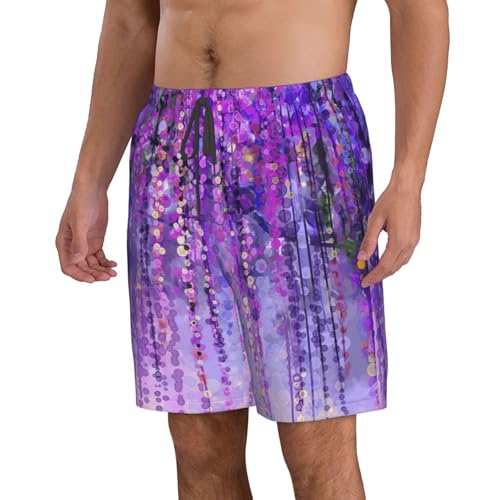 Floral Tree Print Mens Casual Shorts Drawstring Summer Beach Stretch Shorts Novelty Swimtrunks2