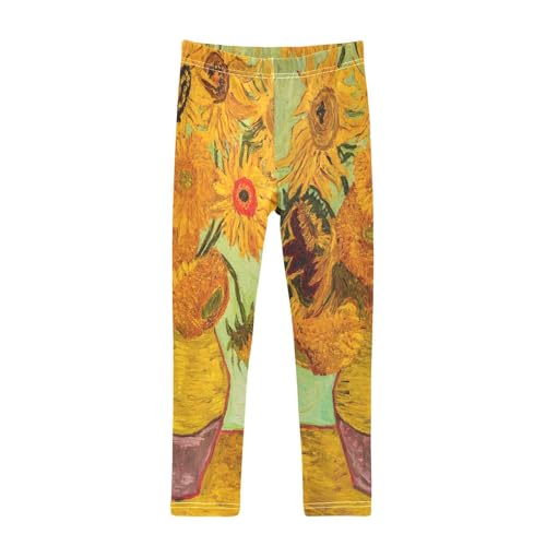 ALAZA Sunflower Print Girls' Leggings Ankle Length Toddler Kids Basic Full Length Tights Yoga Pants