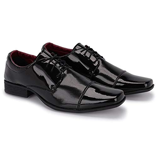 Sapato Social Masculino Estilo Italiano Couro Verniz 801 Cor:Preto;Tamanho:41