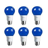 Philips LED A19 Color Light Bulb: 8-Watt (60-Watt Equivalent), E26 Base, Non-Dimmable, Blue, 6-Pack