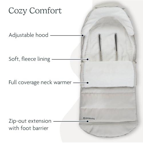 Image of UPPAbaby CozyGanoosh Footmuff - Easily Attaches to UPPAbaby Strollers + RumbleSeat - Ultra-Plush, Weather-Proof - Winter Stroller Cover - Savannah (Pearl Gray Jacquard)
