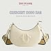 True Religion Women's Shoulder Bag Purse, Crescent Hobo Handbag with Adjustable Removable Strap and Horseshoe Logo, Ivory