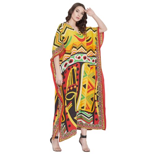 Image of Oussum Women Plus Size Kaftan Kimono Loose Maxi summer dresses for women Beach 3 /4 Sleeve Casual lounge dress Boho