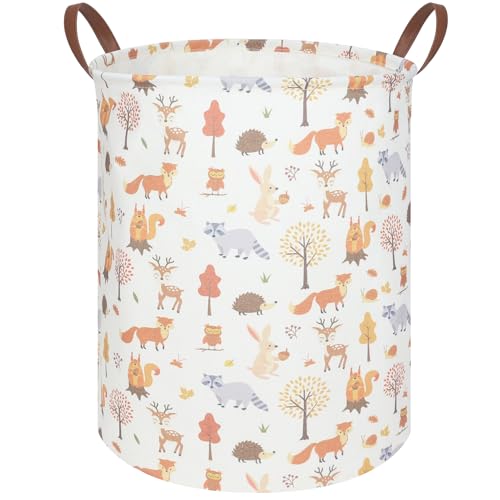 Image of FXOCSHE Kids Laundry Hamper,Baby Laundry Hamper,Toy Storage Bin with handles for Boys and Girls,Waterproof Foldable Storage Bin,Jungle Bedroom Decor,Gift Basket,Books Shelf Basket(Jungle Animal)