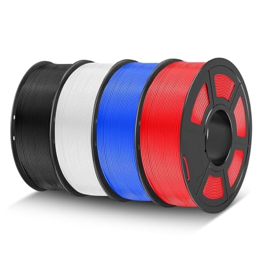 TECBEARS PLA 3D Printer Filament, 4KG PLA Filament 1.75mm, Neatly Wound 3D Printing Filament, Dimensional Accuracy +/- 0.02 mm,1 Kg Per Spool, Pack of 4, Black+White+Blue+Red