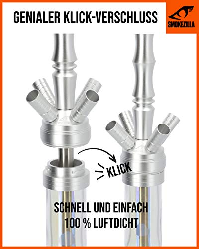Smokezilla® MINYA 4S Shisha Set Silver - 4 Schläuche + Anschluss & Mundstücke - Inklusive Shisha Zubehör Mit… – Bild 4