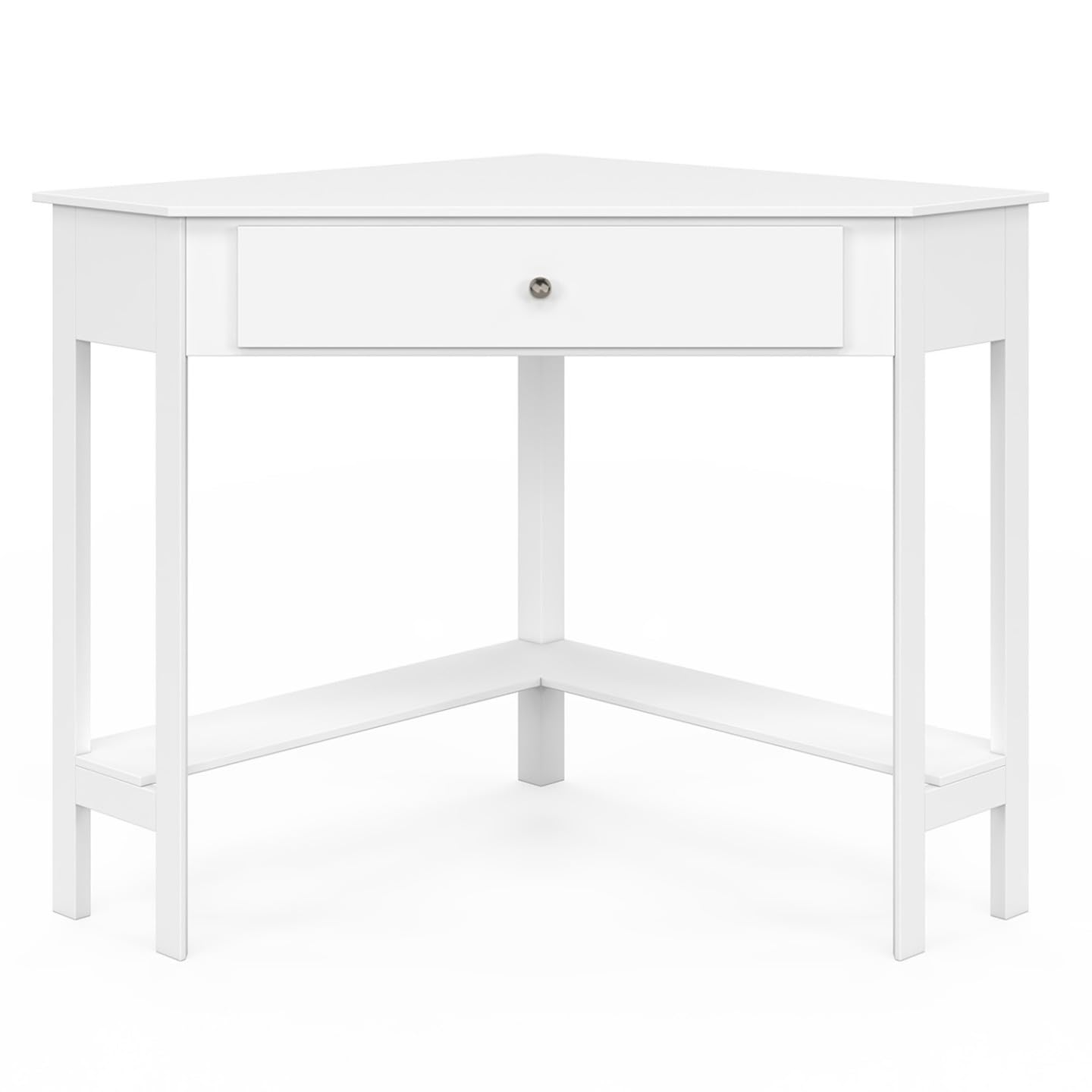 IDMarket - Scrivania angolare salvaspazio REMI bianca per computer, con contenitore e 1 cassetto