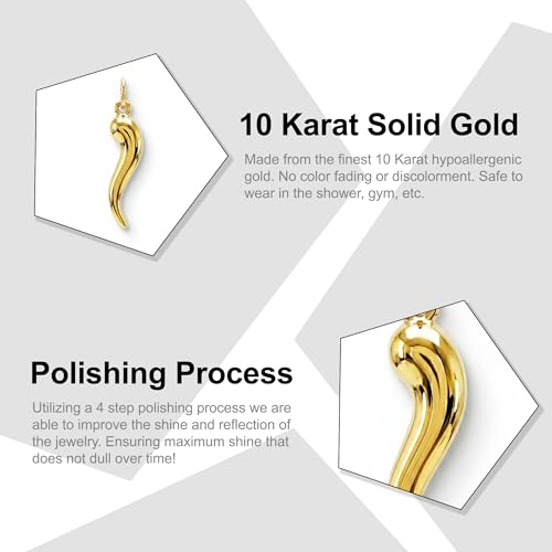Image of Charm America - Gold Italian Horn Charm - 14K Solid Gold