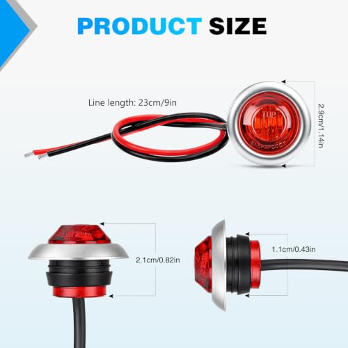 Image of Nilight 3 /4 inch Round Marker Lights 10PCS Red Side Bullet Clearance Light