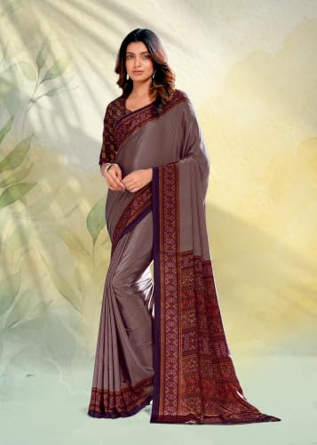 Image of Jaanvi fashion Women's Crepe Silk Saree with Unstitched Blouse Piece | Soft Lightweight Traditional Ethnic Wear Saree for Party, Wedding, Festival