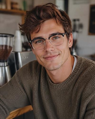 Image of Cyxus Retro Blue Light Glasses Men - Square TR90 Metal Blowline Frame Stylish Trendy for Computer Daily Work 8252