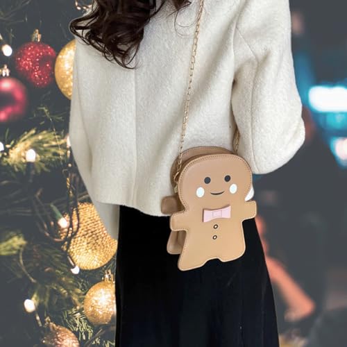 Christmas Purses for Women Gingerbread Man Cute Crossbody Bag Fashion Chain Lightweight Shoulder Bag3