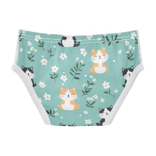 Wusikd Cute Cat Flower Boys' Underwear Cotton Green Boys Briefs Soft Toddler Underwear 2T2