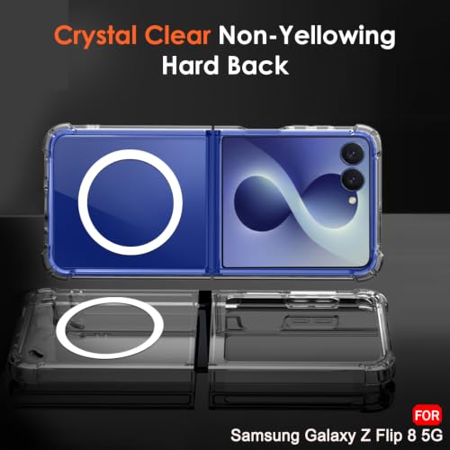 Image of TheGiftKart Crystal Clear Back Cover Case for Samsung Galaxy Z Flip 8 5G Compatible with MagSafe | Shock Proof 360 Protection | Hard Back Cover Case for Samsung Z Flip8 (PC & TPU, Transparent Bumper)