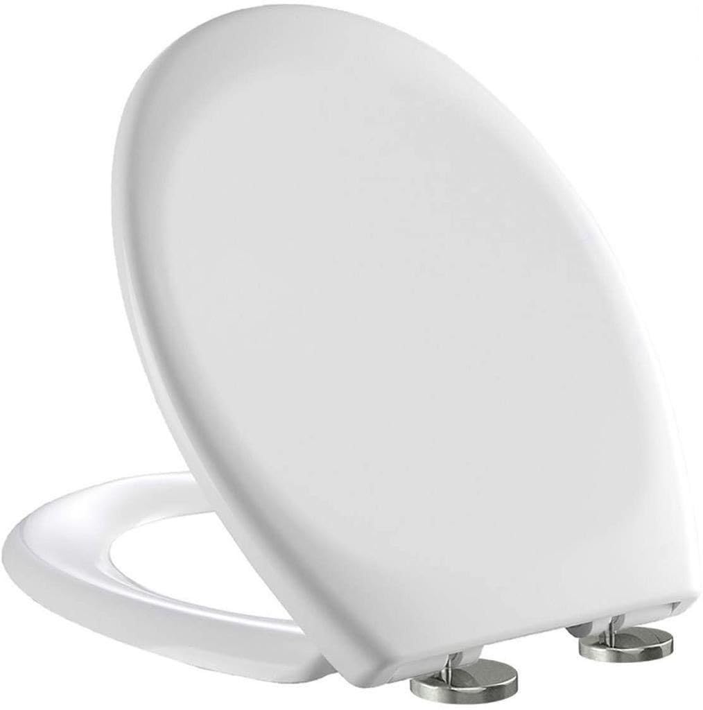 Live4gadgets White Slow Soft Close Toilet Seats Top Fixing, Stay Tight Toilet Lid Oval Shape, Heavy Duty Urea-Formaldehyde Anti-Bacterial Material Hygienic Easy To Clean For Bathroom Washroom Home